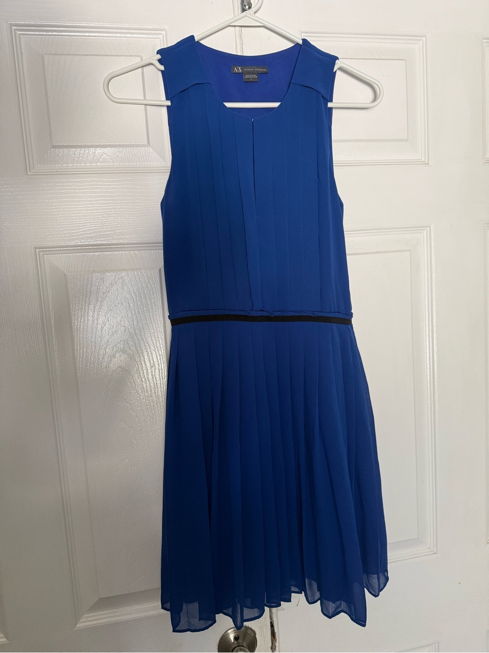 A|X Armani Exchange Cobalt Blue Pleated Chiffon Dress Size 4
